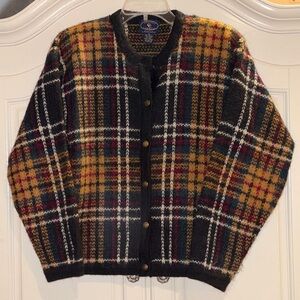 Chelsea Campbell Charter Club Women's Cardigan Sweater Size M Mohair Blend Plaid